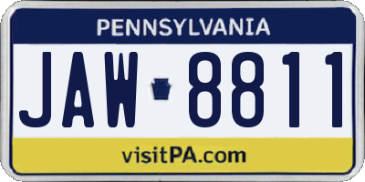 PA license plate JAW8811