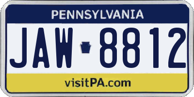 PA license plate JAW8812