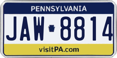 PA license plate JAW8814