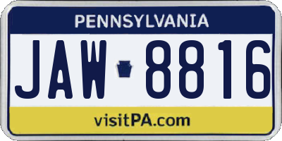 PA license plate JAW8816