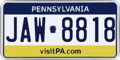 PA license plate JAW8818