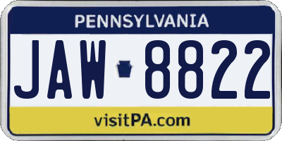 PA license plate JAW8822