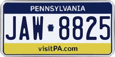 PA license plate JAW8825