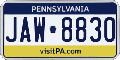 PA license plate JAW8830