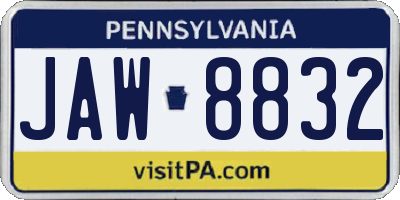 PA license plate JAW8832