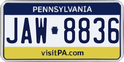 PA license plate JAW8836
