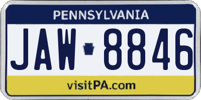 PA license plate JAW8846