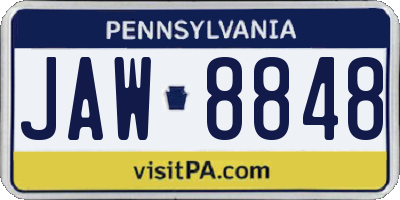 PA license plate JAW8848