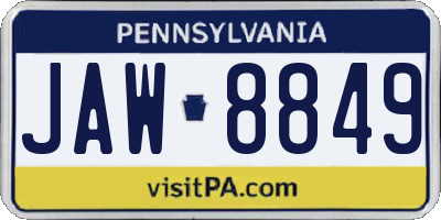 PA license plate JAW8849