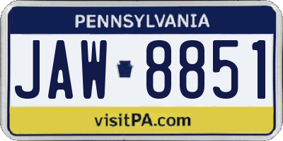 PA license plate JAW8851