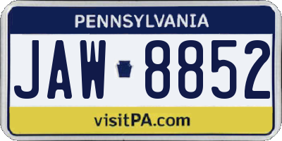 PA license plate JAW8852