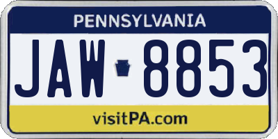 PA license plate JAW8853