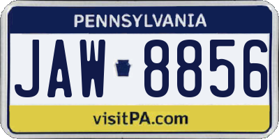 PA license plate JAW8856