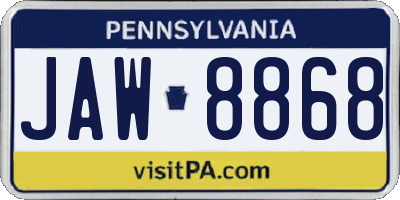 PA license plate JAW8868