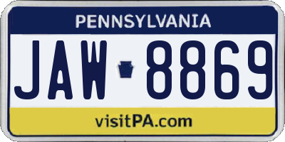 PA license plate JAW8869