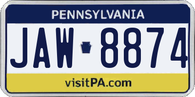 PA license plate JAW8874