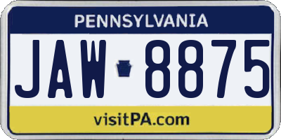 PA license plate JAW8875