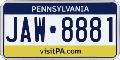PA license plate JAW8881
