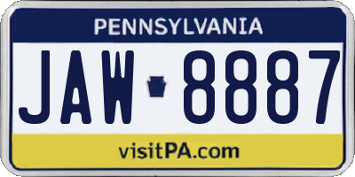 PA license plate JAW8887