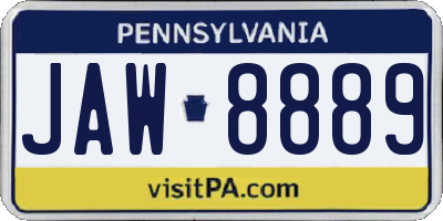 PA license plate JAW8889