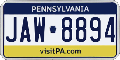 PA license plate JAW8894