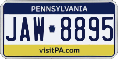 PA license plate JAW8895