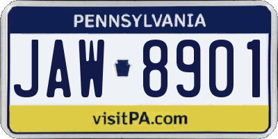 PA license plate JAW8901