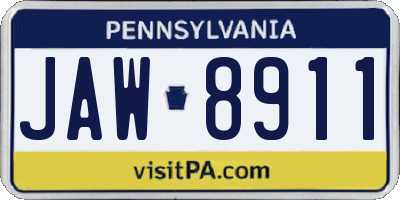 PA license plate JAW8911