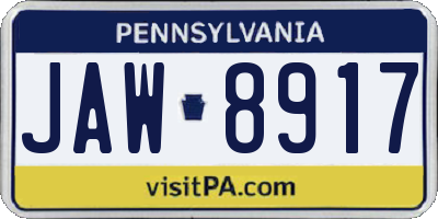 PA license plate JAW8917