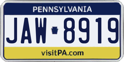 PA license plate JAW8919