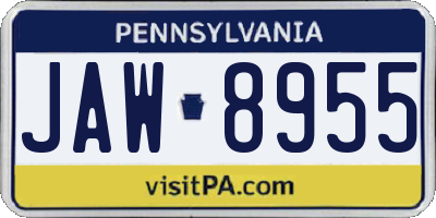 PA license plate JAW8955