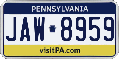 PA license plate JAW8959