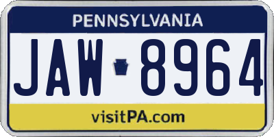 PA license plate JAW8964
