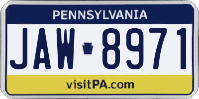 PA license plate JAW8971