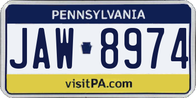 PA license plate JAW8974