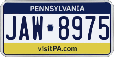PA license plate JAW8975