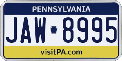 PA license plate JAW8995
