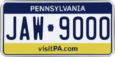 PA license plate JAW9000