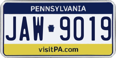 PA license plate JAW9019