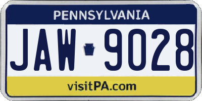 PA license plate JAW9028