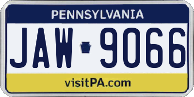 PA license plate JAW9066