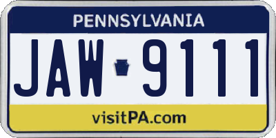 PA license plate JAW9111