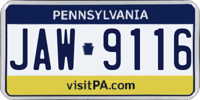 PA license plate JAW9116