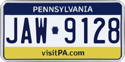 PA license plate JAW9128