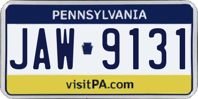 PA license plate JAW9131
