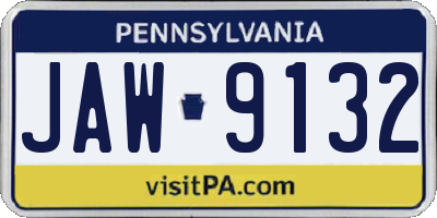 PA license plate JAW9132