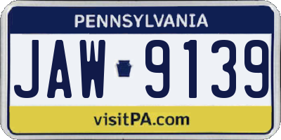 PA license plate JAW9139