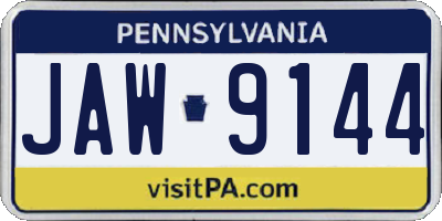 PA license plate JAW9144