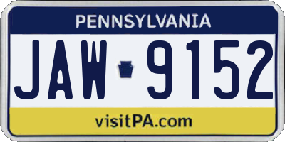 PA license plate JAW9152