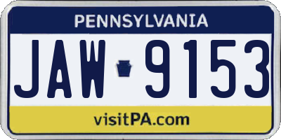 PA license plate JAW9153